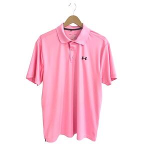 Under Armour Mens HeatGear Loose Fit Polo Shirt Pink Short Sleeve Large LG/G/G
